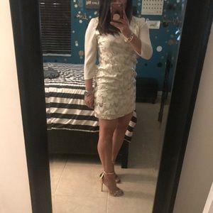 Skies Are Blue Gold and Silver Shift Dress Medium